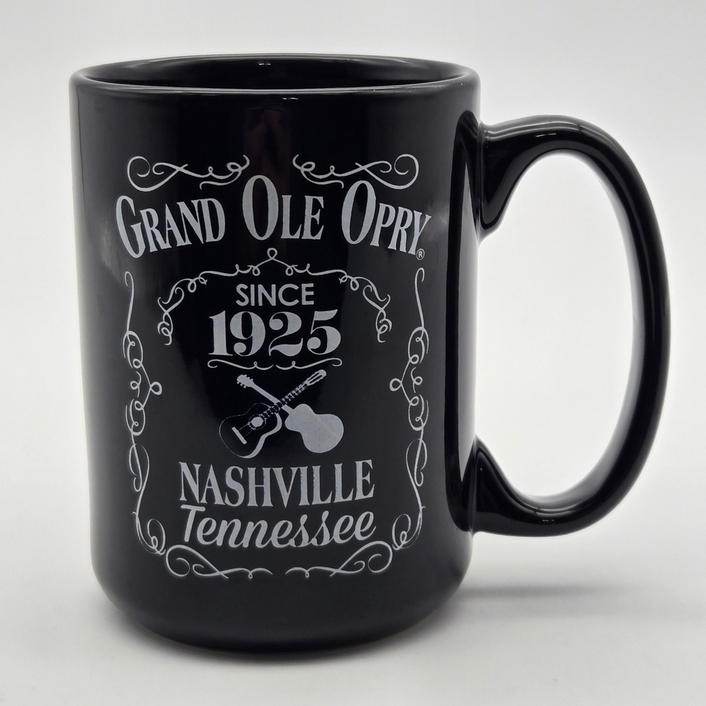 Grand Ole Opry Coffee Mug Black Nashville Tennessee 1925 Guitar Souvenir Ceramic